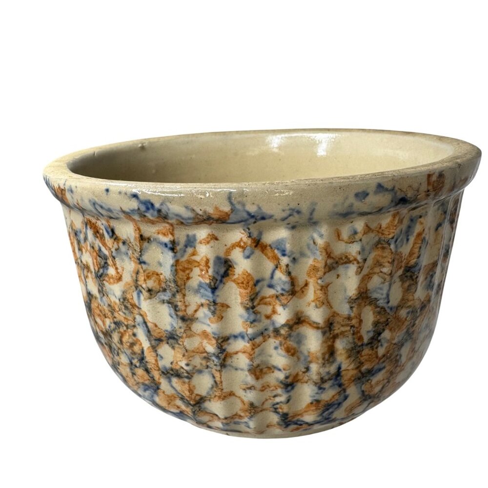 Redwing Spongeware Stoneware Bowl Speckled Vintage Ceramic 7" Diameter Crock A - Picture 3 of 12